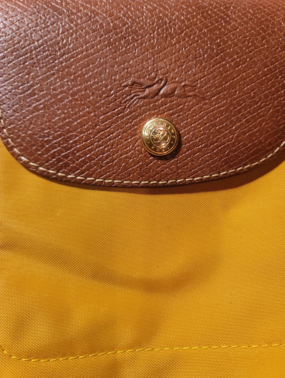 LONGCHAMP PARIS Le Pliage Mustard Yellow Small Nylon Tote Made in France - Picture 2 of 8
